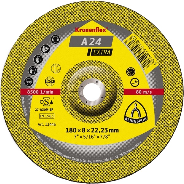 Disque a meuler Klingspor A 24 Extra; 125x6x22,23 mm; 10 unités