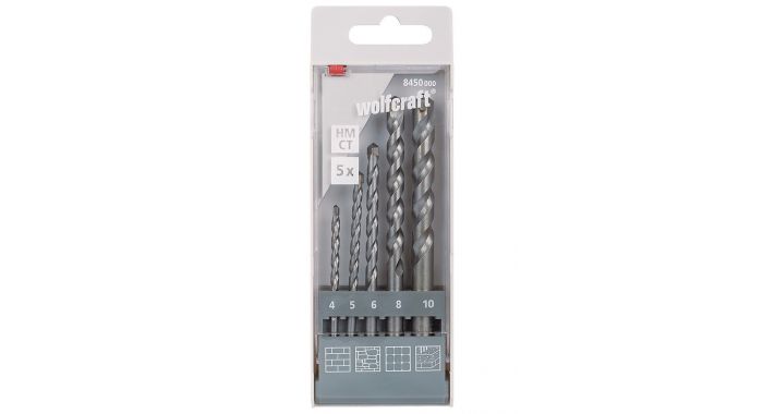Jeu de forets à béton Wolfcraft; 4-10 mm; 5 unités
