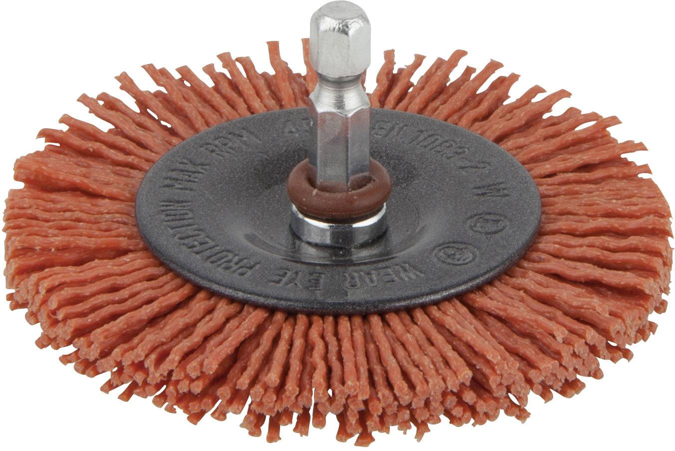 Brosse ronde en nylon Wolfcraft; 75x10 mm; HEX 1/4'' rugueux