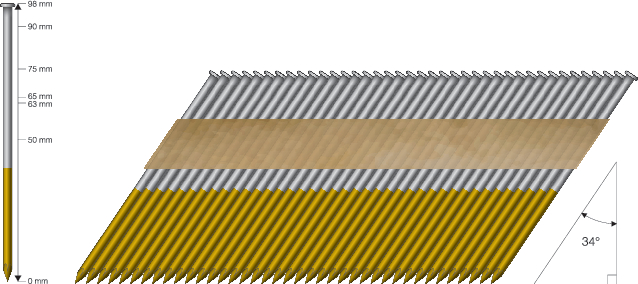 Ongle HiKOKI VGRCC HDG; 34°; 2,8x63 mm; 2000 unités