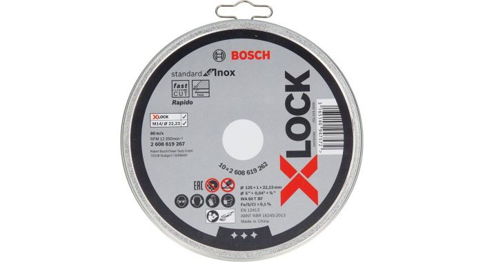 Disque abrasif Bosch X-LOCK Standard for Inox; 125x1x22,23 mm; 10 unités