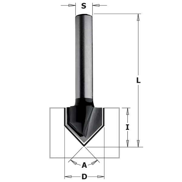 Fraise à rainurer en V CMT Contractor K915-317; S=8 mm; D=31,8 mm