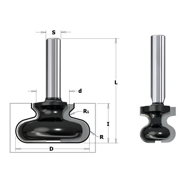 Fraiseuse Pour Poignées CMT Contractor K955-380; S=8mm, D=38,1 mm