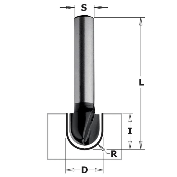 Fraise à rainurer en U CMT Contractor K914-190; R=9,5 mm; D=19