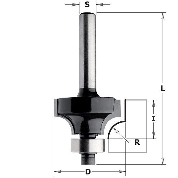 Fraise à rainurer CMT Contractor K938-167; R=2; S=8; D=16,7 mm; avec palier