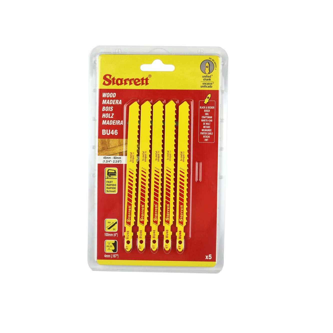 Lames pour scie sauteuse Starrett BU46; 5 unités