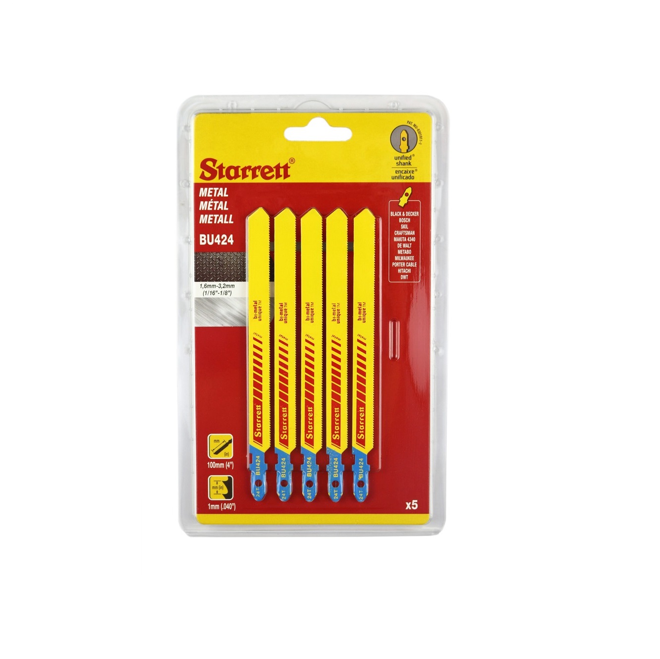 Lames pour scie sauteuse Starrett BU424; 5 unités