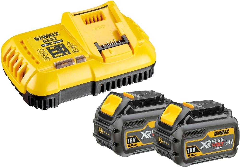 Ensemble d'accessoires DeWalt DCB118T2; 18/54 V; 2x6,0 Ah + Chargeur DCB118