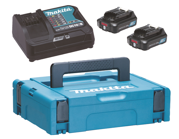 Ensemble d'accessoires Makita 197658-5; 12 V; 2x2,0 Ah accu + Chargeur DC10SB