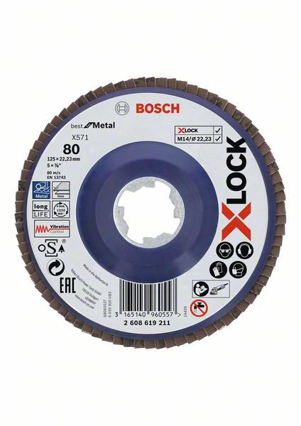 Meule-éventail Bosch X-LOCK; Ø125 mm; P80
