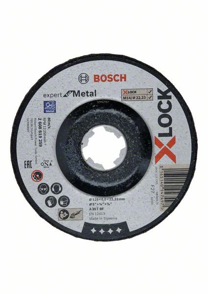 Disque a meuler Bosch Expert for Metal X-LOCK; Ø125x6,0 mm