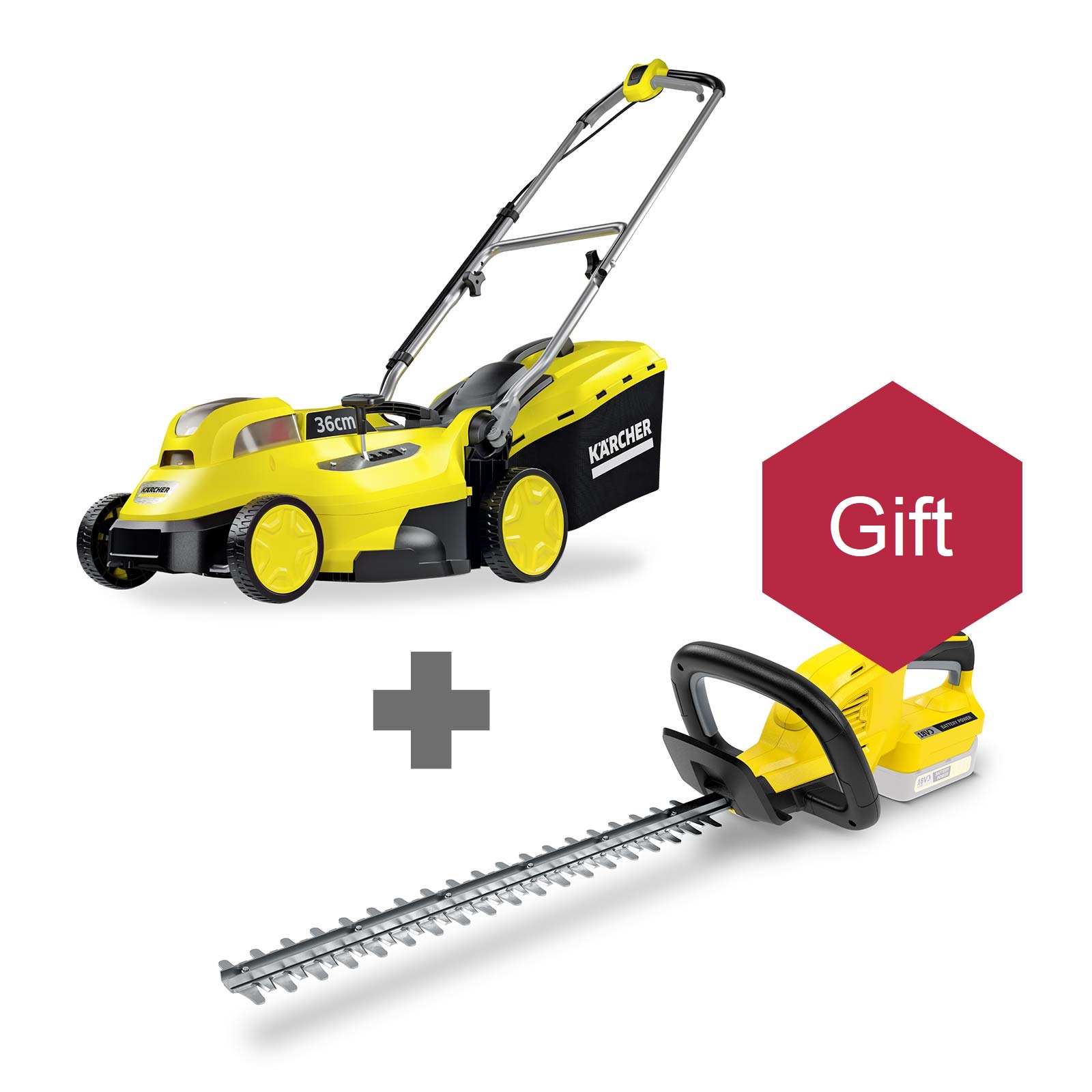 Tondeuse à gazon Karcher LMO 18-36; 18 V; 1x5,0 Ah + Karcher HGE 18-45; 18 V; 45 cm longueur; sans fil