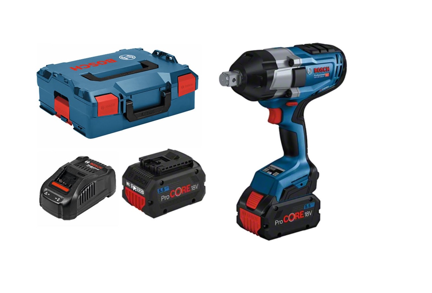 Clé à chocs Bosch GDS 18V-1050 H BITURBO; 18 V ProCORE; 18 V; 2x5,5 Ah accu.