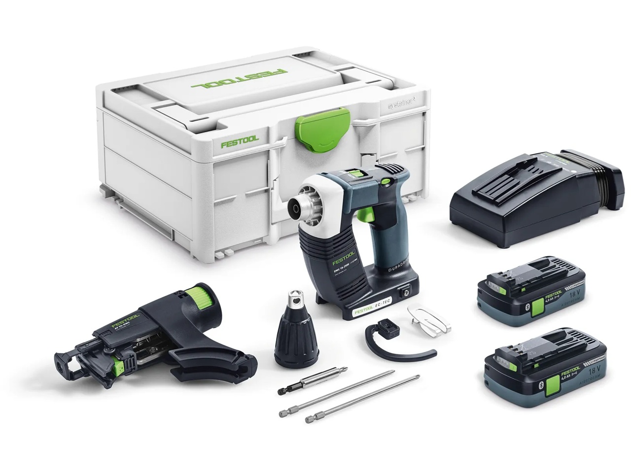 Tournevis pour cloison sèche Festool DWC 18-2500 HPC 4,0 I-Plus DURADRIVE; 18 V; 2x4,0 Ah accu.