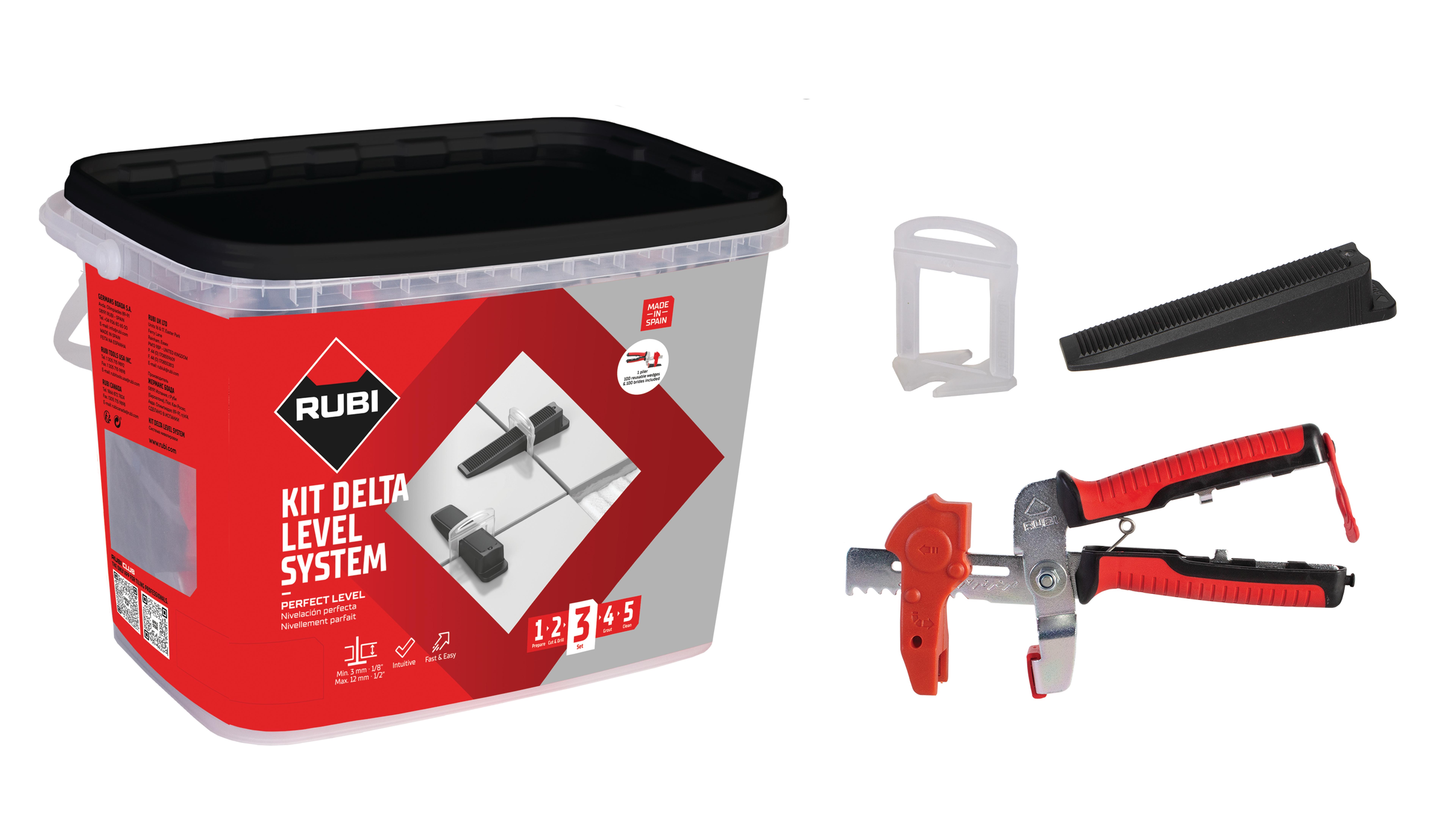 Set de nivellement Rubi DELTA LEVEL SYSTEM; 3-12 mm; 1 mm; 100 unités