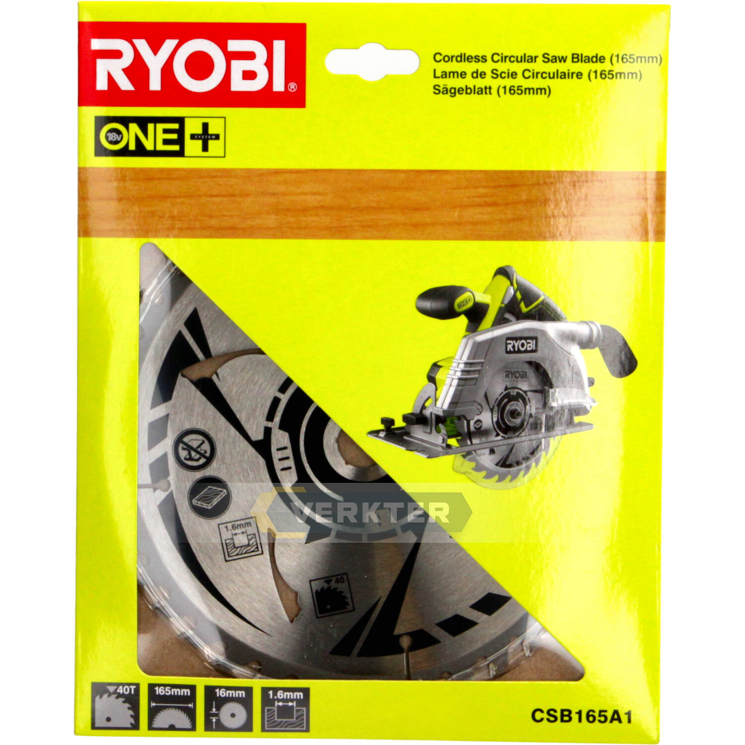 Lame de scie RYOBI; 165x1,6x16 mm; Z40