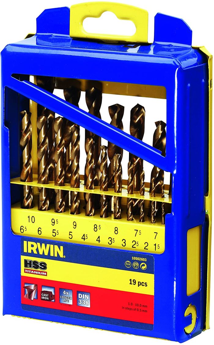 Jeu de forets en métal Irwin HSS; 1-10 mm; 19 unités