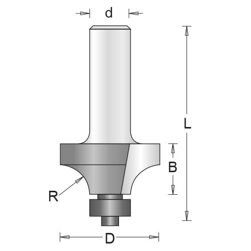 Fraise à rainurer Hikoki 754102; d=8 mm; D=19,1 mm; avec palier