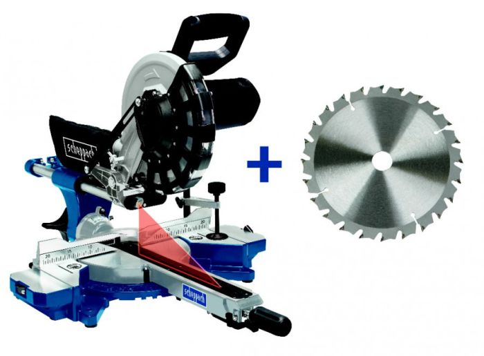 Scie à onglets composés Scheppach HM254 + Disque de coupe