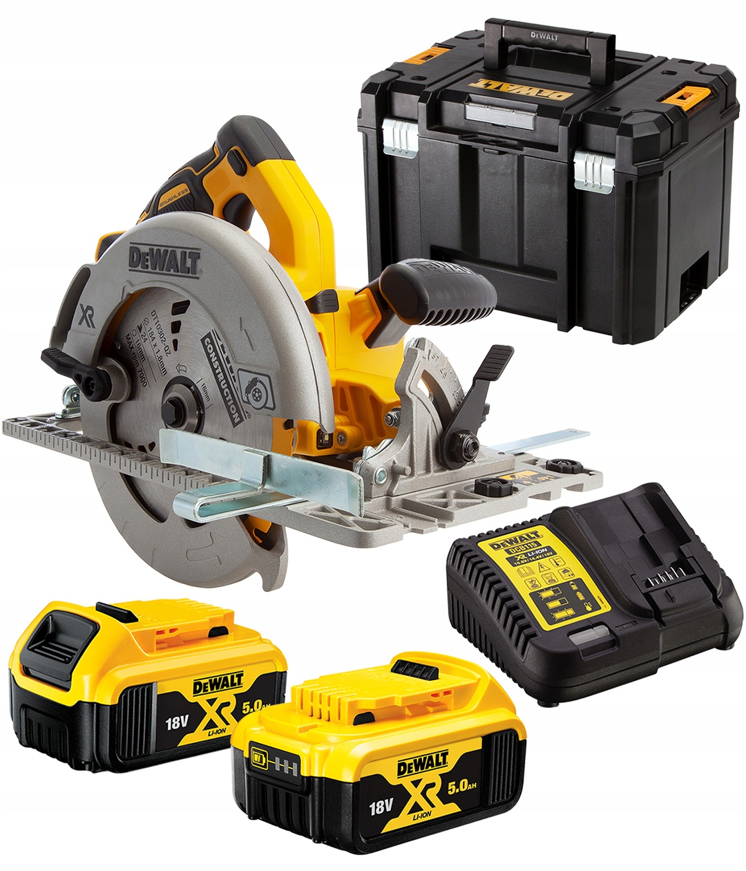 Scie circulaire sans fil DeWalt DCS572P2-QW; 18 V; 2x5,0 Ah accu.