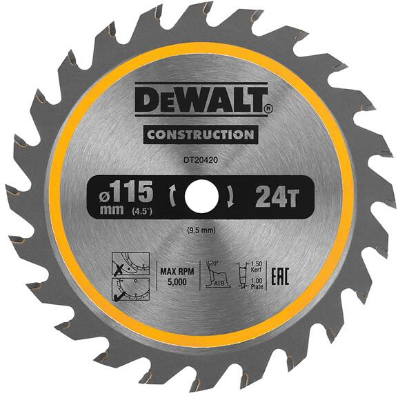 Lame de scie DeWalt DT20420-QZ; 115 mm; Z24