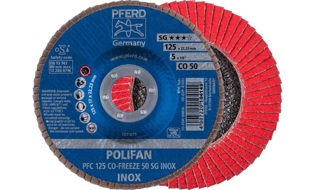 Meule-éventail Pferd CO-Freeze SG Inox; 125 mm; P50