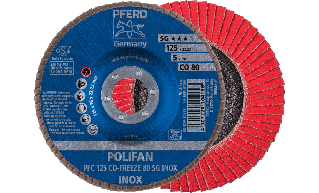 Meule-éventail Pferd CO-Freeze SG Inox; 125 mm; P80