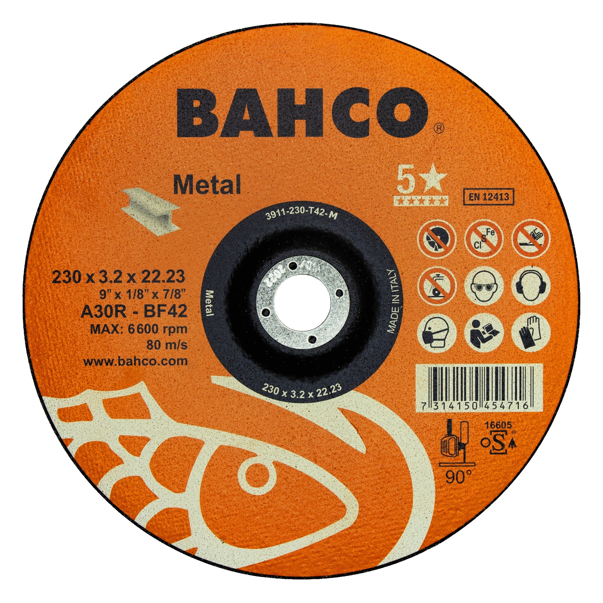 Disque abrasif Bahco Metal; 230x3,2 mm