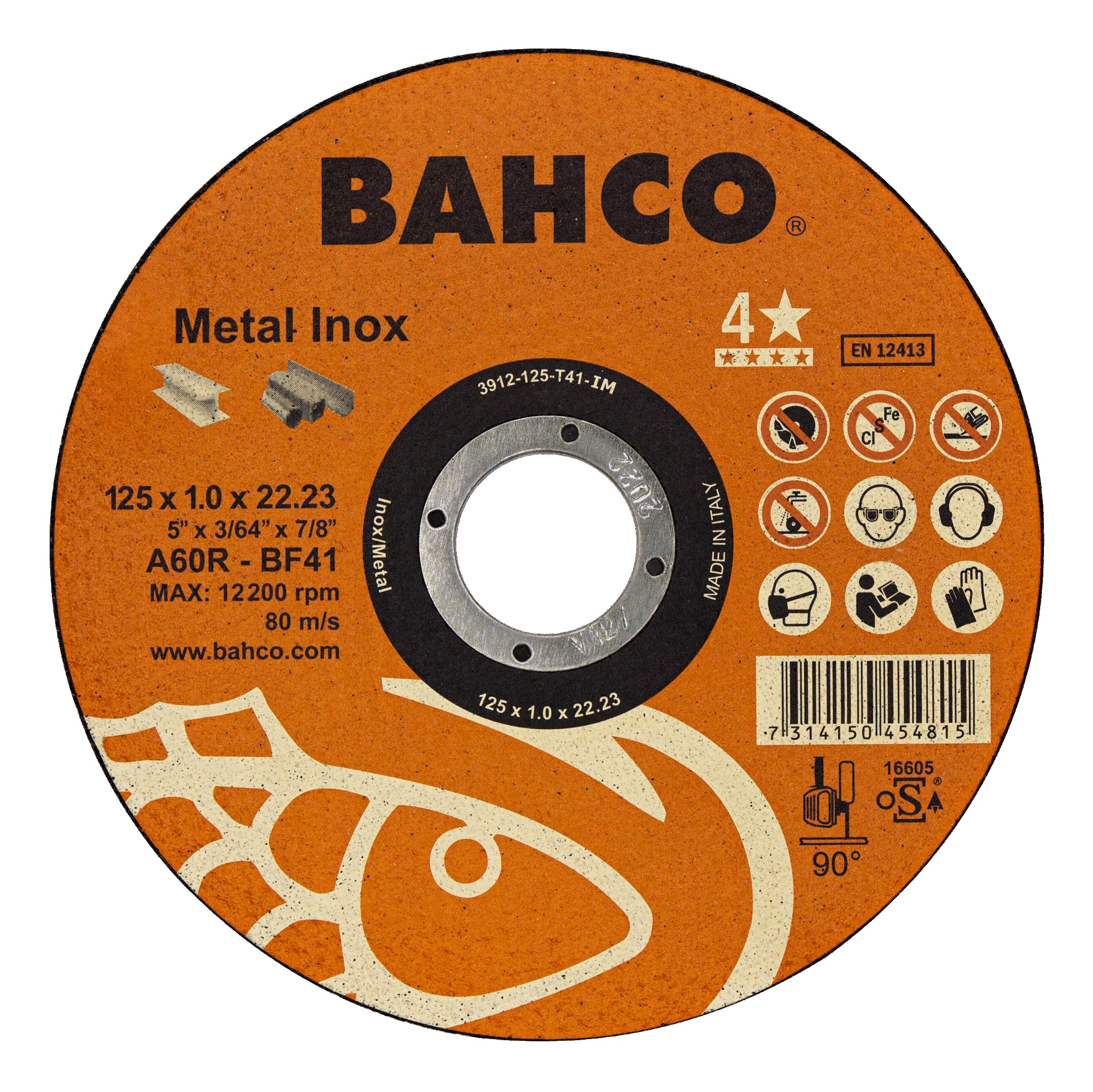 Disque abrasif Bahco Metal Inox; 125x1,6 mm