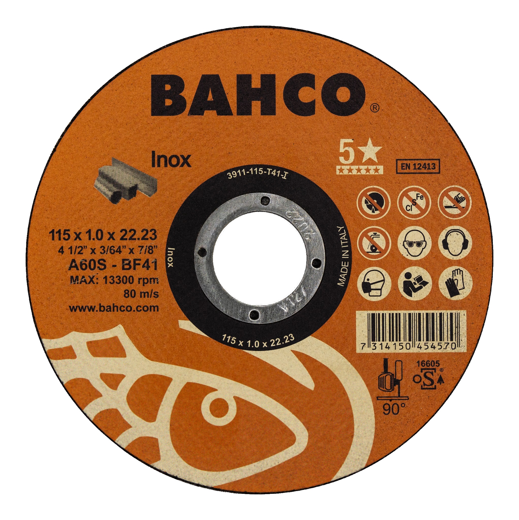 Disque abrasif Bahco Inox; 115x1 mm
