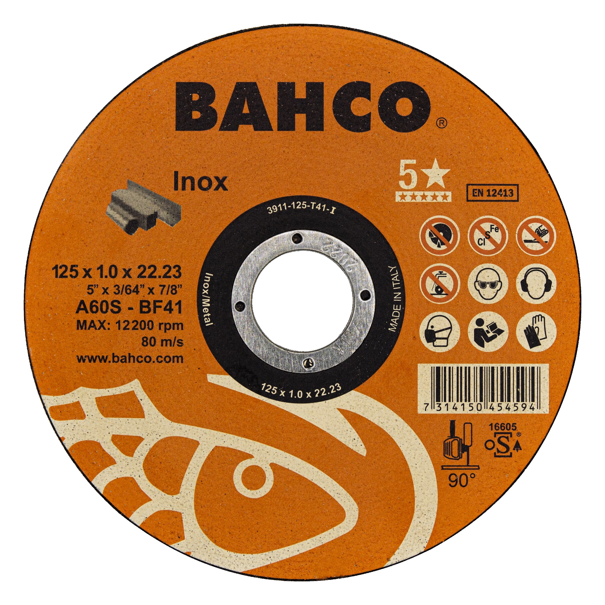 Disque abrasif Bahco Inox; 125x1 mm