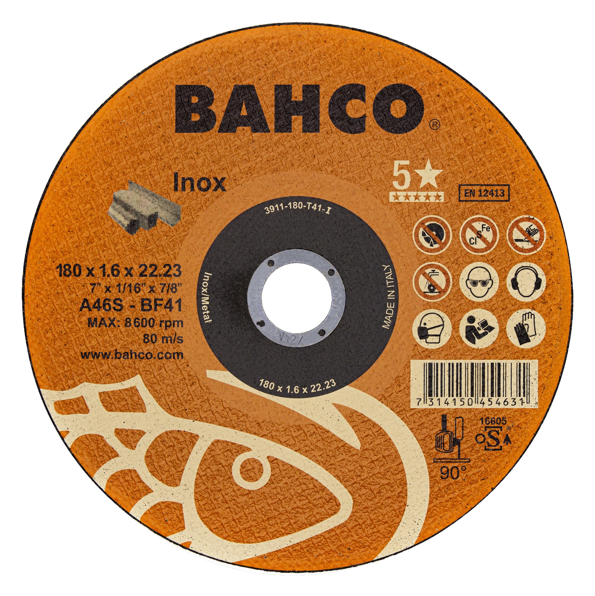 Disque abrasif Bahco Inox; 180x1,6 mm