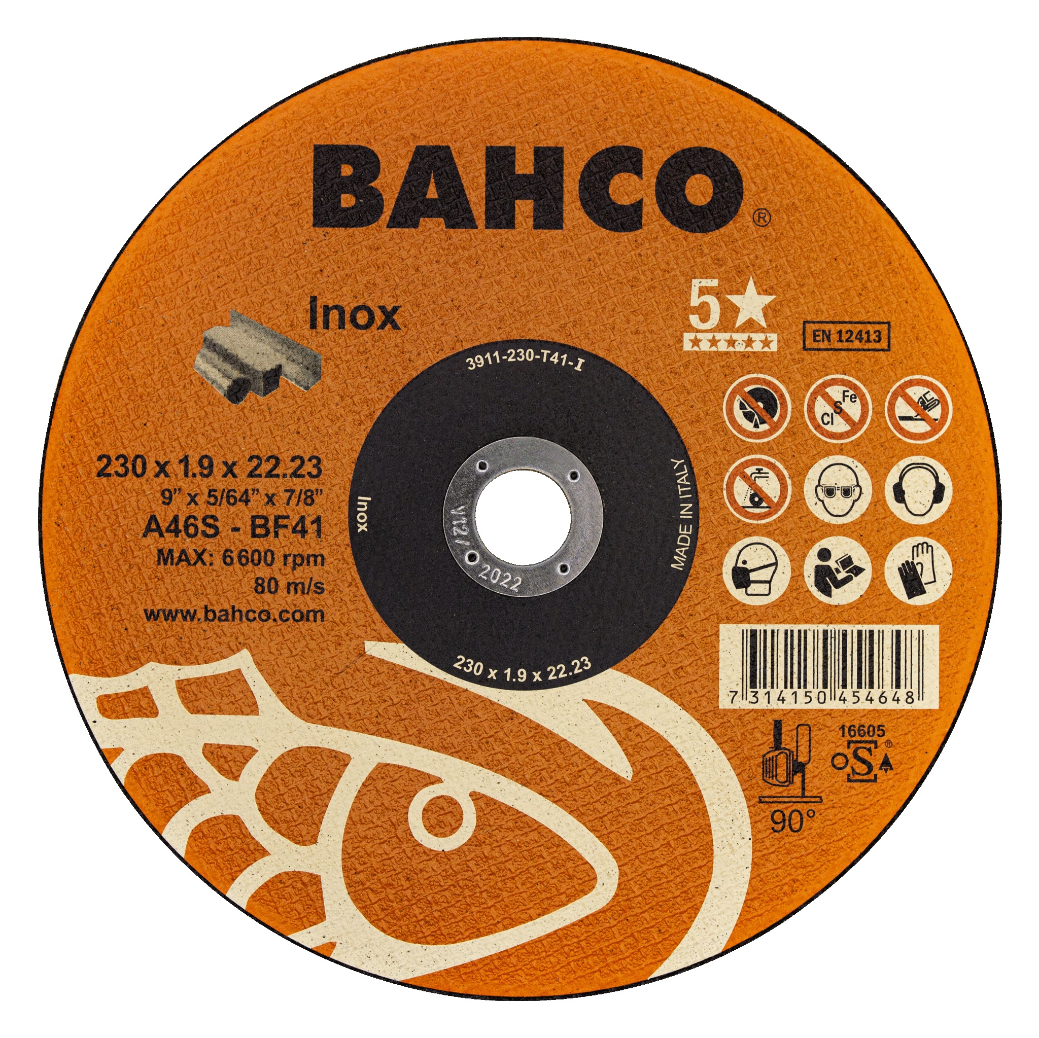 Disque abrasif Bahco Inox; 230x1,9 mm