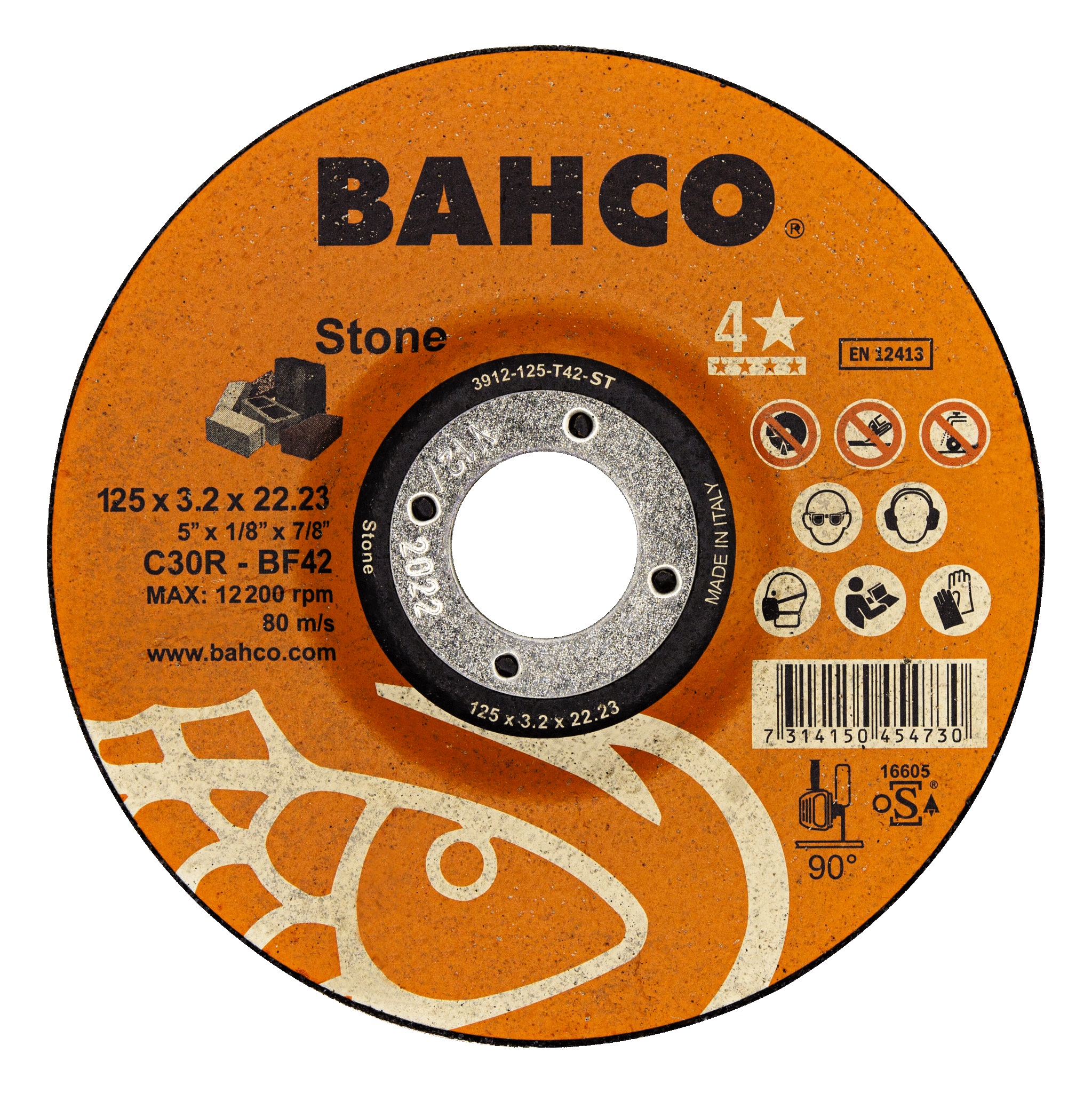 Disque abrasif Bahco Stone; 125x3,2 mm