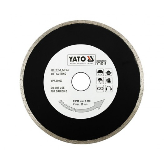 Disque à tronçonner diamant pour coupe humide Yato YT-6016; 180x25,4 mm
