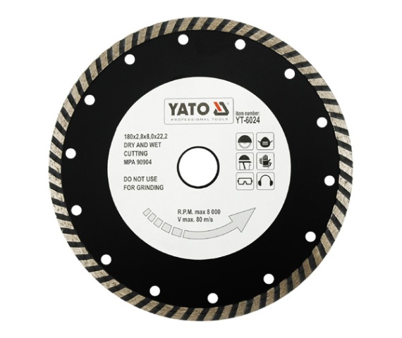 Disque à tronçonner diamanté Yato YT-6024; 180x22,2 mm