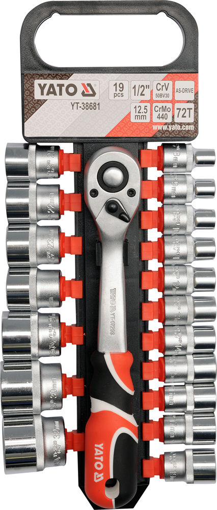 Jeu de douilles Yato YT-38681; 1/2''; 19 unités