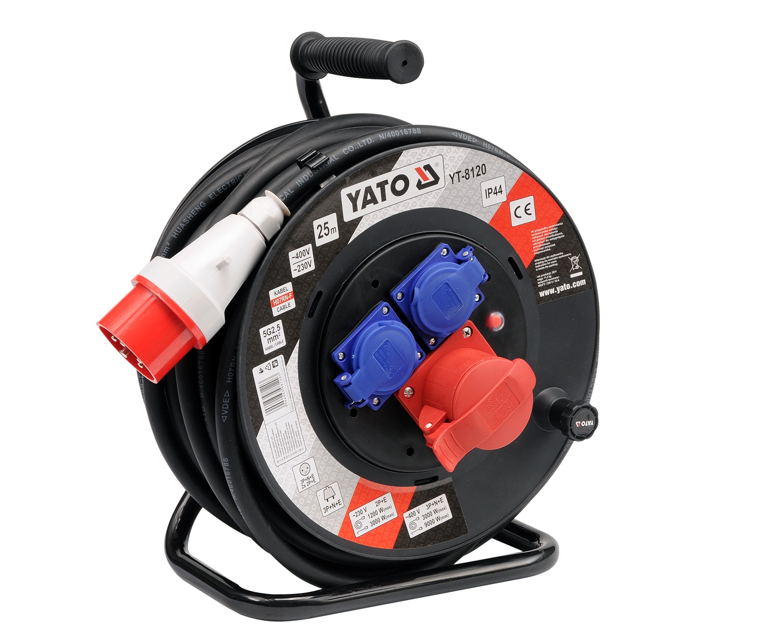Rallonge avec bobine Yato YT-8120; 25 m; 5x2,5 mm²