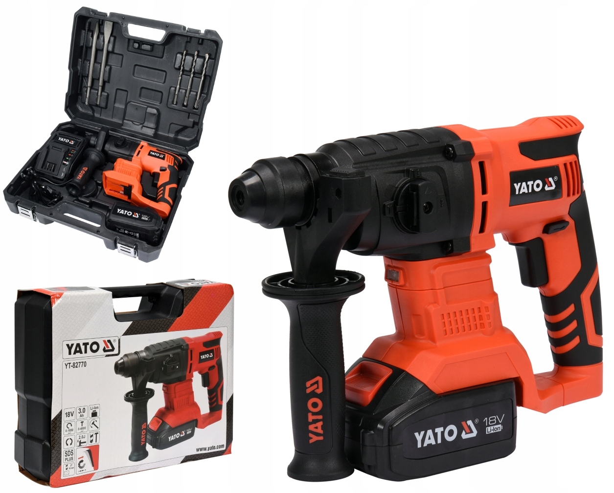 Marteau perforateur Yato YT-82770; 2,0 J; SDS-plus; 18 V; 1x3,0 Ah accu.