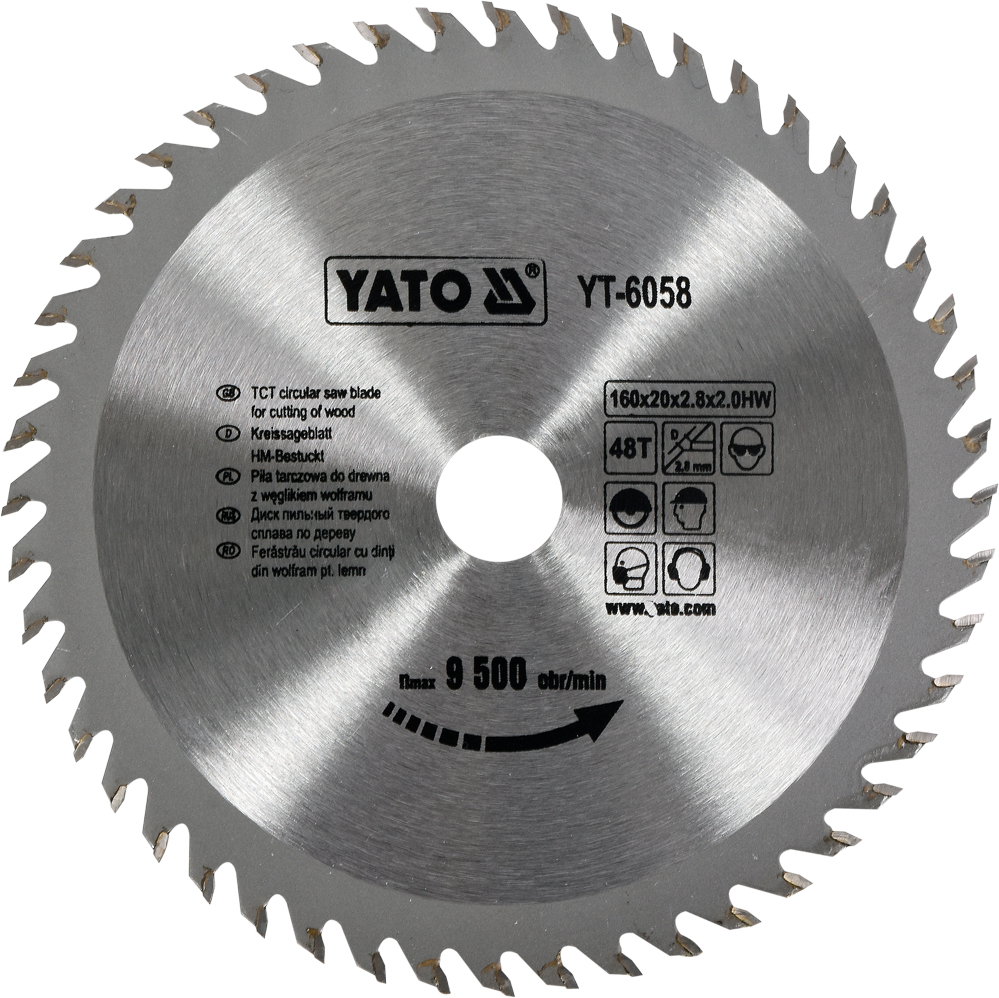Lame de scie Yato YT-6058; 160x2,8x20 mm; Z48