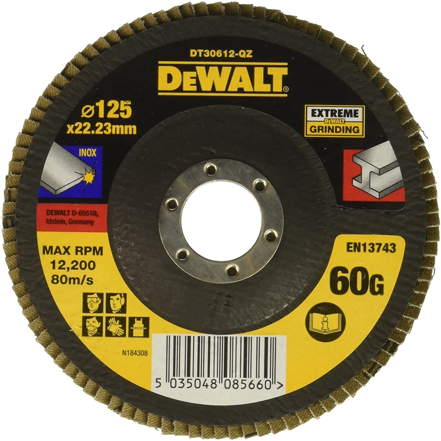 Meule-éventail DeWalt DT30612-QZ; 125 mm; P60