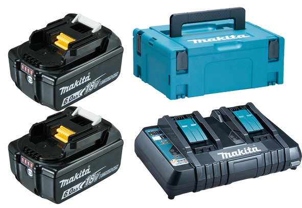 Ensemble d'accessoires Makita PowerPack; 18 V; 2x6,0 Ah accu. + Chargeur