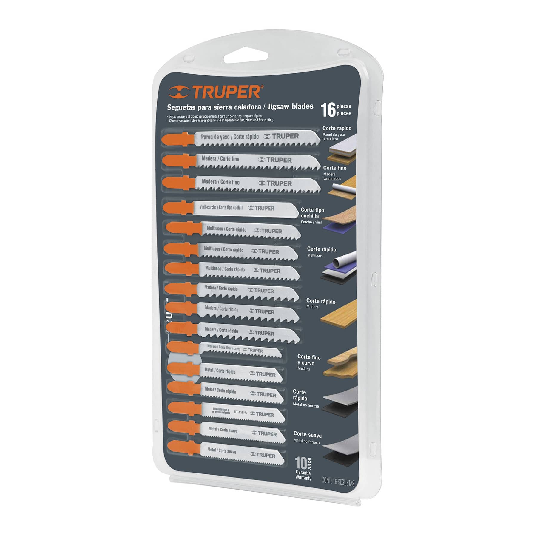 Lames pour scie sauteuse Truper JSCA-16-T; 16 unités