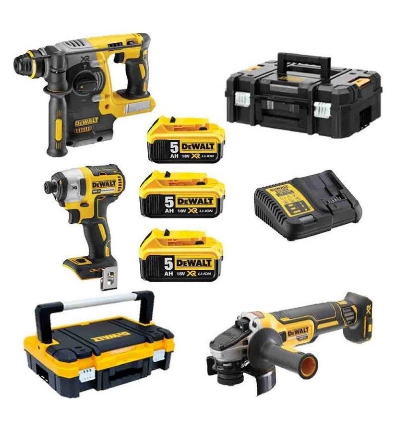 Ensemble d'outils DeWalt DCK305P3T-QW (DCH273 + DCG405N + DCF887N); 18 V; 3x5,0 Ah accu.