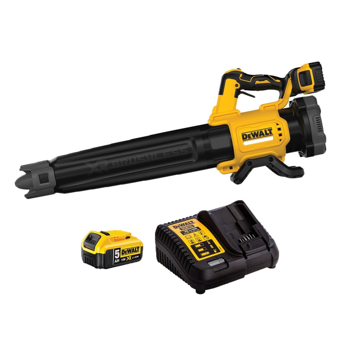 Souffleur de feuilles sans fil DeWalt DCMBL562P1-QW; 18 V; 1x5,0 Ah accu.