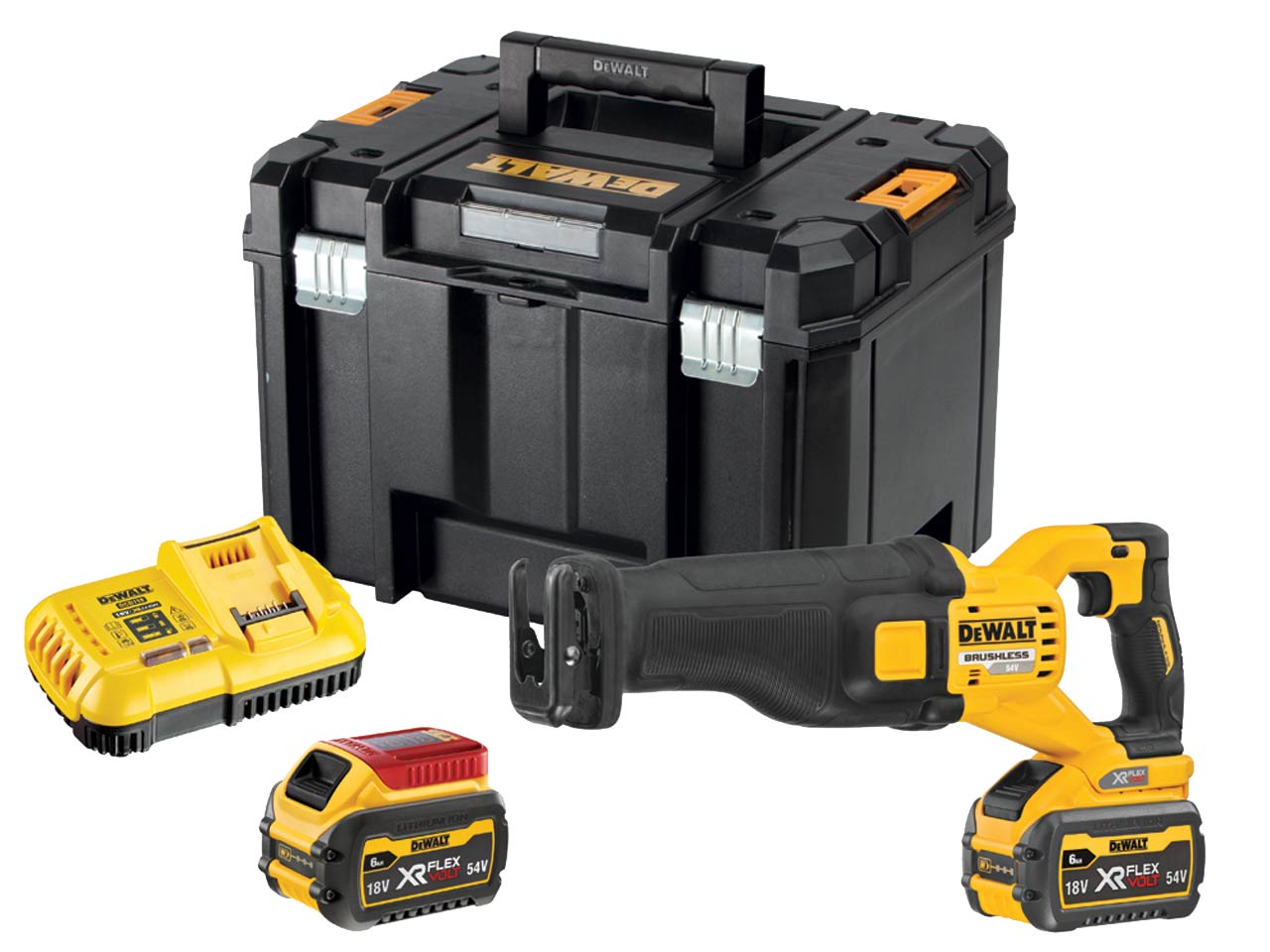 Scie sabre DeWalt FlexVolt DCS389T2-QW; 54 V; 2x6,0 Ah accu.