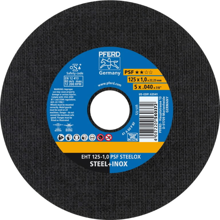 Disque abrasif Pferd PSF Steelox; 125x1x22,23 mm