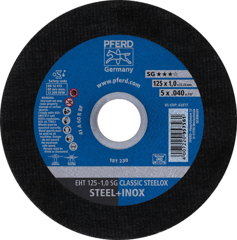 Disque abrasif Pferd SG Classic Steelox; 125x1x22,23 mm