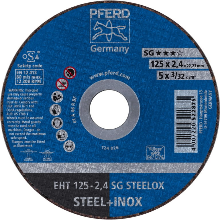 Disque abrasif Pferd SG Steelox; 125x2,4x22,23 mm