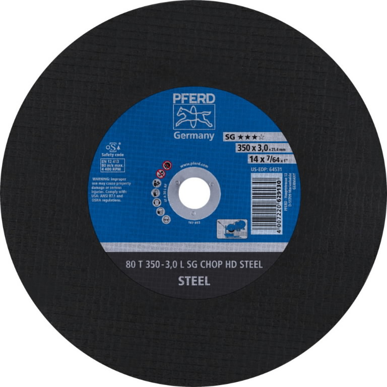 Disque abrasif Pferd Chop Steel L SG HD Steel; 350x3x25,4 mm